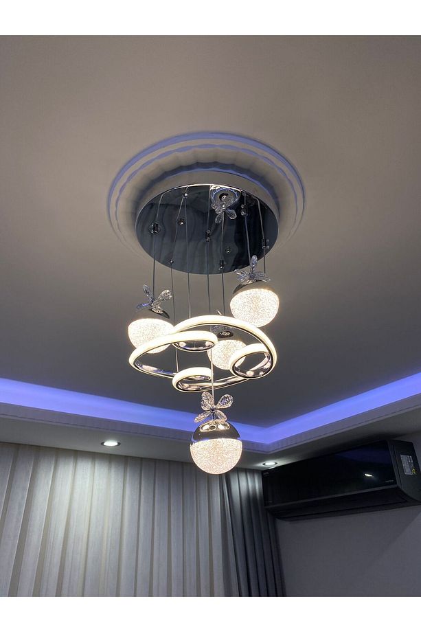 kumandalı 4 toplu kıvrak led avize modeli - 1