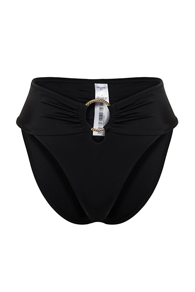Siyah Aksesuarlı Regular Yüksek Bel Bikini Altı TBESS22BA00001 - 5