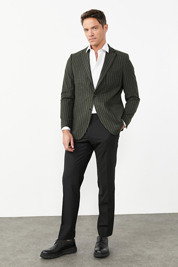 SLIM FIT SLIM CUT MONO COLLAR PATTERNED JACKET - 6