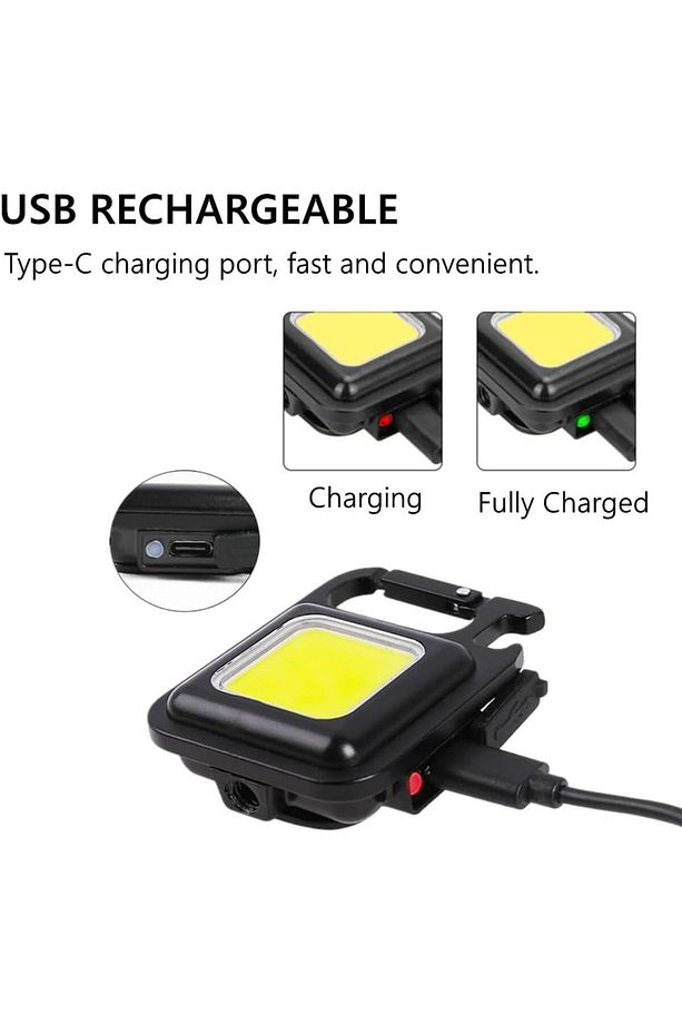Şarj Edilebilir Mini Led Anahtarlık El Feneri, Multi-Fonksiyonel Küçük Çalışma Lambası, Mıknatıslı - 7
