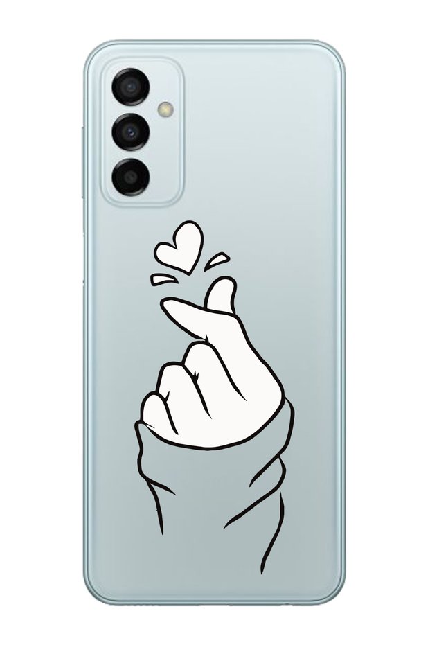 Samsung Galaxy M13 Compatible Heart Patterned Transparent Phone Case