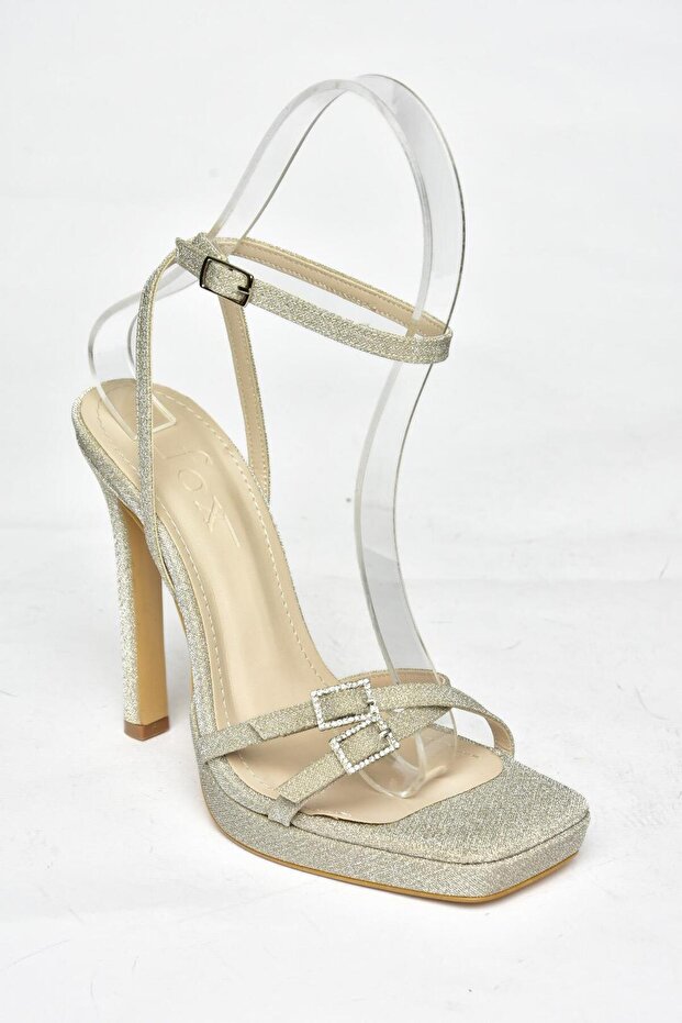 S569616114 Złote brokatowe buty damskie na wysokim obcasie - 6