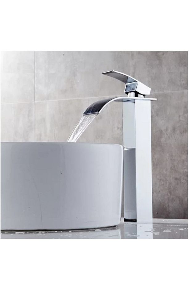 Krom Çanak Lavabo Bataryası Oval Havza Model Uzun/yüksek Gümüş Gri Lavabo Musluğu Çift Girişli - 4