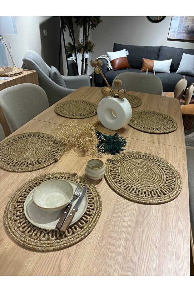 Thick Embroidered, 6 Pieces, American Service, Jute Plate, Durable, Heat Sensitive, Long Lasting,