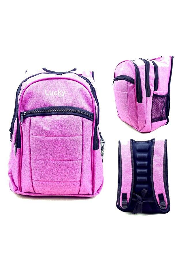 Four-Eye Pink School Bag Junior High School Bag Orthopedic Back Support Water-Repellent High School Bag
