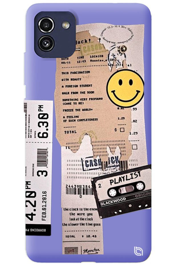 Samsung A03 Lilac Velvet Playlist Patterned Silicone Phone Case