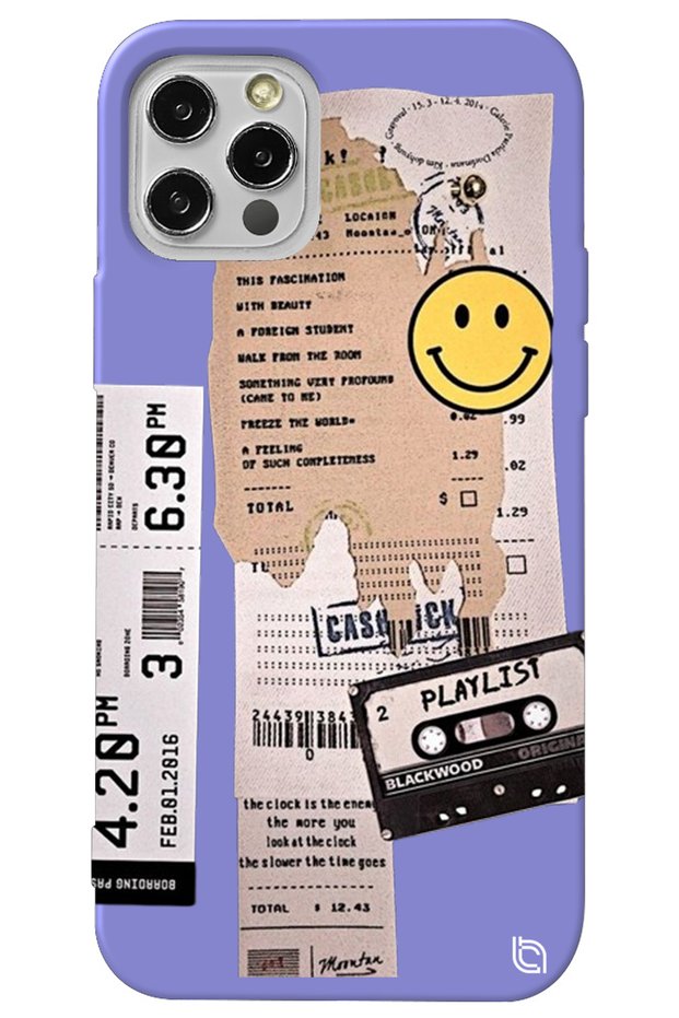 Silicone Phone Case for iPhone 15 Pro Max Lilac Inside Velvet Playlist Pattern