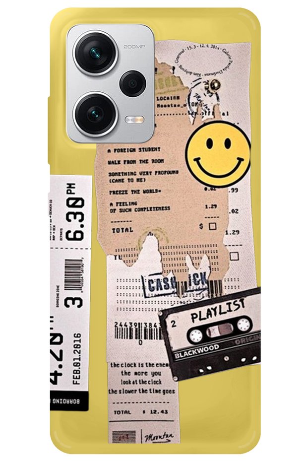 Xiaomi Redmi Note 12 Pro 5g Yellow Inside Velvet Playlist Patterned Silicone Phone Case