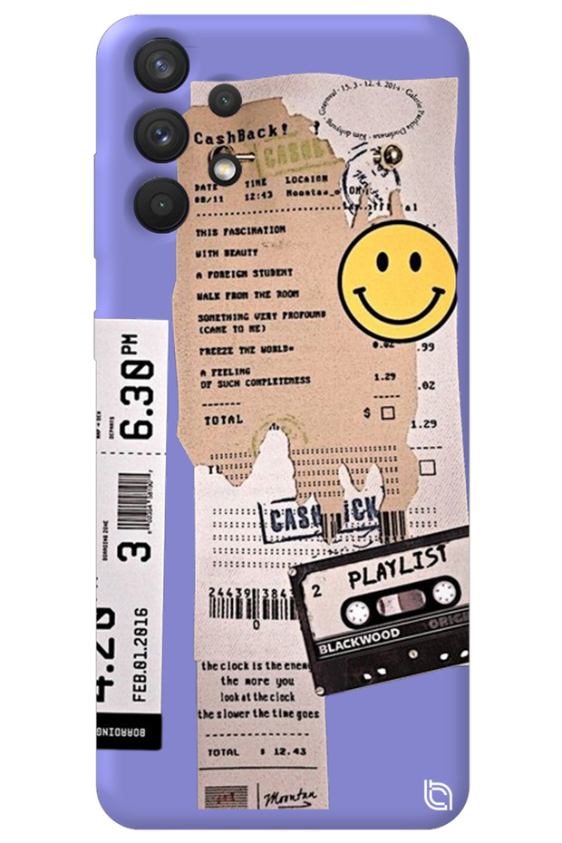 Silicone Phone Case for Samsung A23 4g Lilac Inside Velvet Playlist Pattern