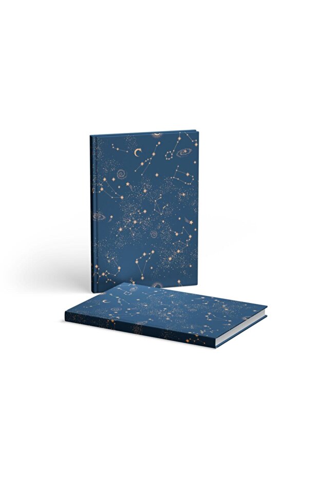 Striped Notebook Hard Cover with Ribbon 13x21 Cm Hardcover Notebook Navy Blue 2 Pieces