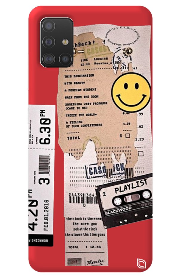 Silicone Phone Case for Samsung A51 Red with Velvet Playlist Pattern Inside