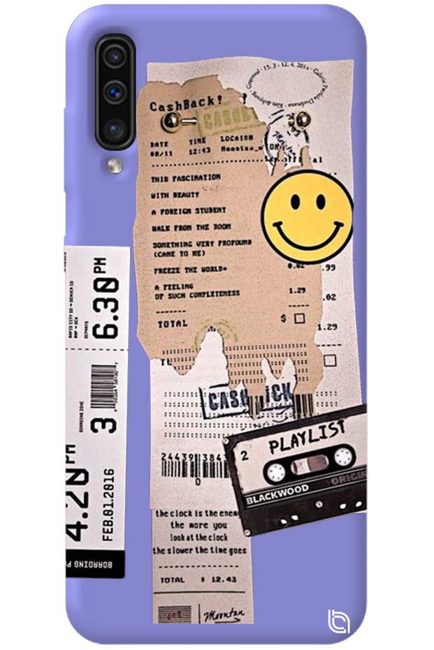 Silicone Phone Case for Samsung Galaxy A70 Lilac Inside Velvet Playlist Pattern