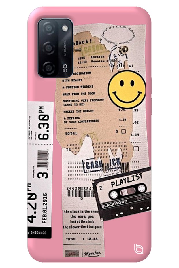 Oppo A52 Pink Inside Velvet Playlist Patterned Silicone Phone Case