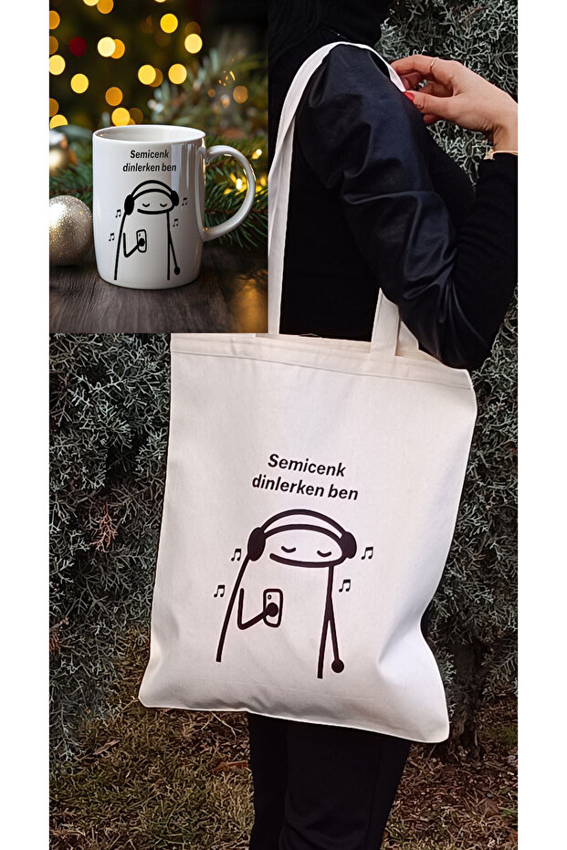 Double Sided Print Semicenk Bag-Cup Set