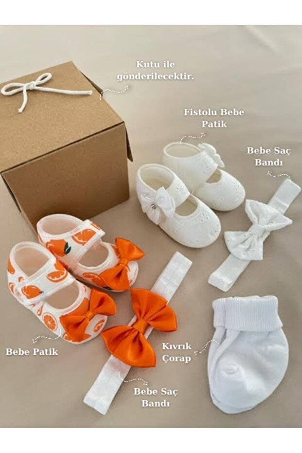 Baby Girl Patterned Booties / Newborn Gift / Mevlüt Booties with Headband