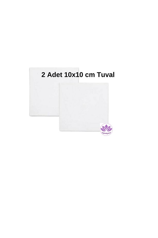 Başlangıç Resim Boyama Seti - 2 Adet 10x10 Cm Tuval, 6 Renk Akrilik Boya, 1 Adet Fırça - 2