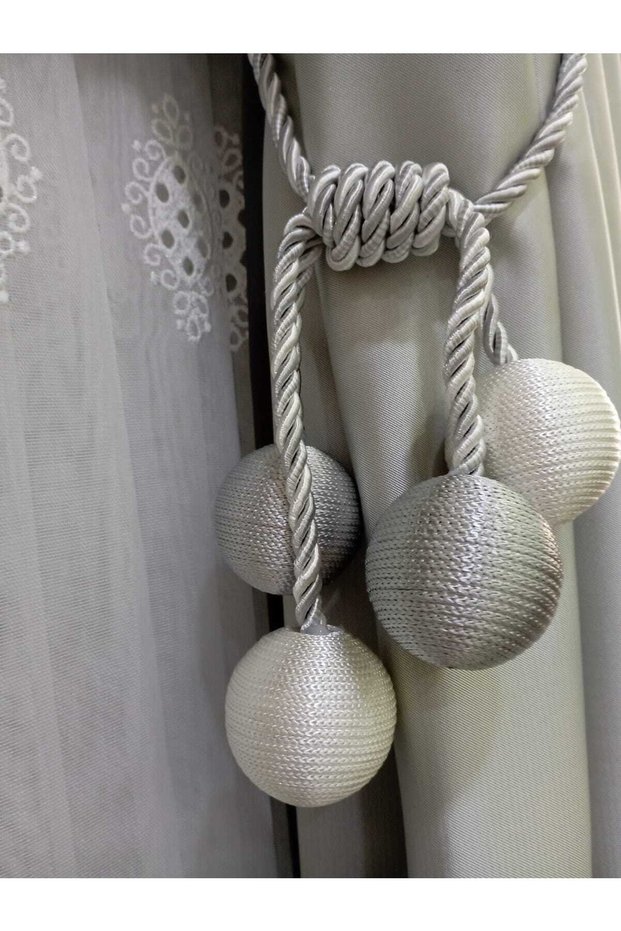 4 Ball Backdrop Curtain Gathering Apparatus for Cornice, Silver-ecru Ceiling Bracket Curtain Ornament