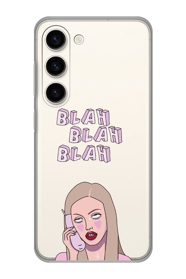 Samsung Galaxy S23 Compatible Blah Blah Blah Mean Girls Patterned Transparent Phone Case