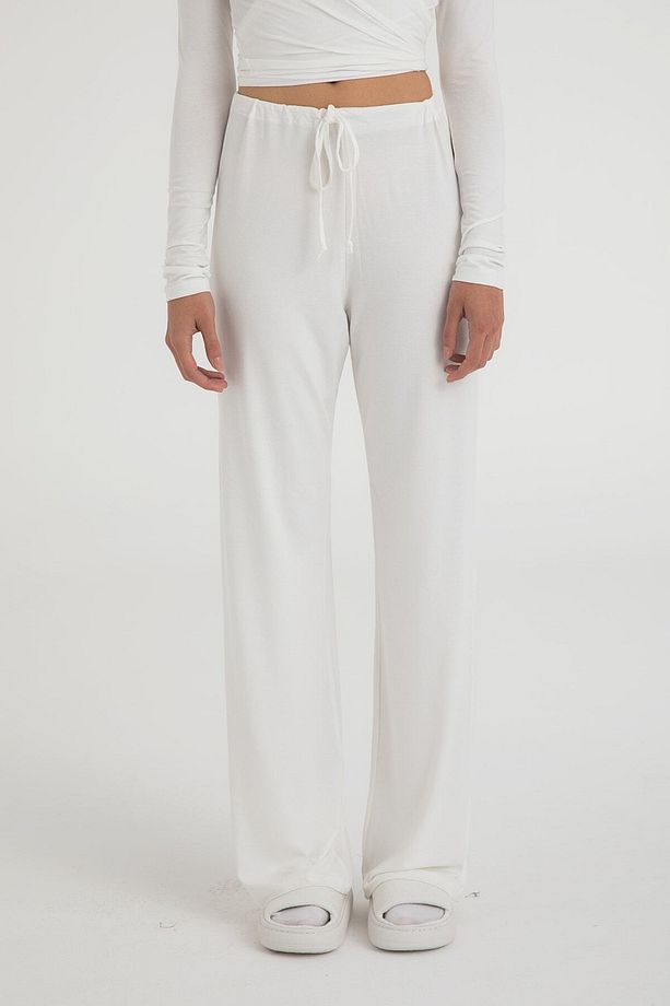 Ultra Soft Bağcıklı Pantolon Ekru - 2