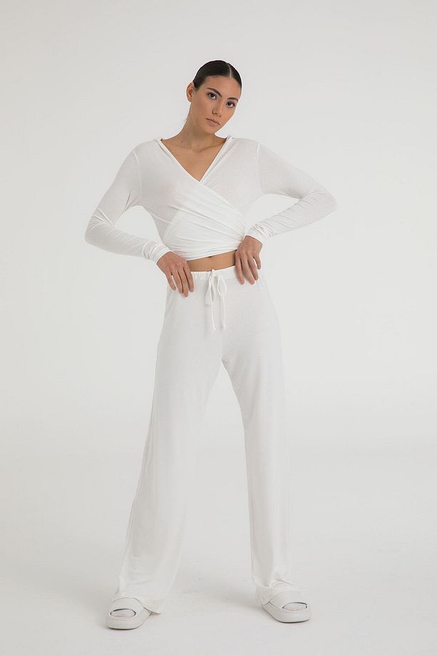 Ultra Soft Bağcıklı Pantolon Ekru - 1
