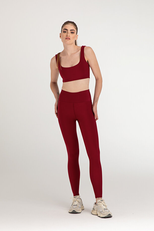 High Waist Extra Supportive Sports Leggings Burgundy