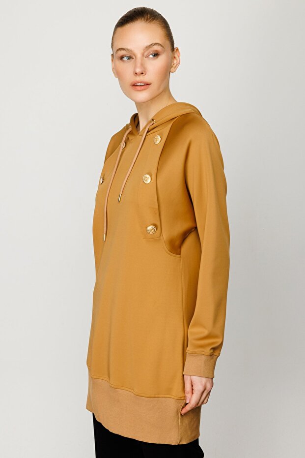 ON Süs Düğmeli Kapüşonlu Tunik - 2