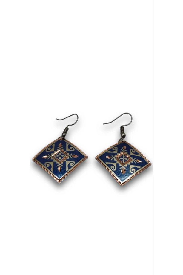 Bakır küpe, kupe, Bakır küpe modeli, işlemeli küpe, Saf bakır küpe, pembe küpe, kadın küpe - 4