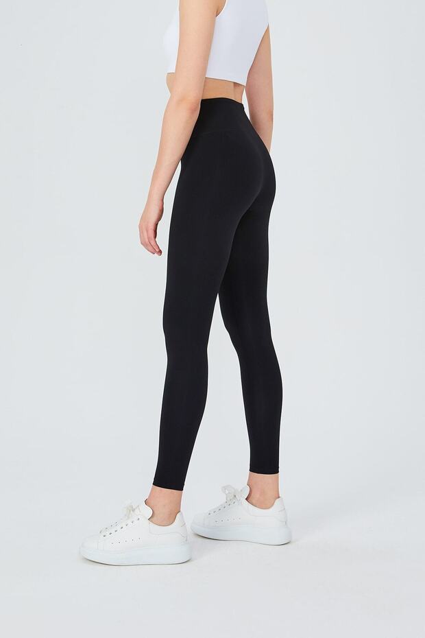 Push Up Yüksek Bel Toparlayıcı Tayt Siyah - 4