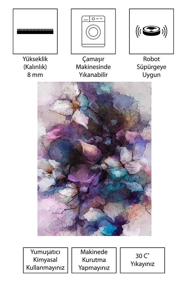 Modern Dijital Baskı Dört Mevsim Yıkanabilir Kaymaz Taban Salon Halısı Mutfak Halısı Yolluk - 3