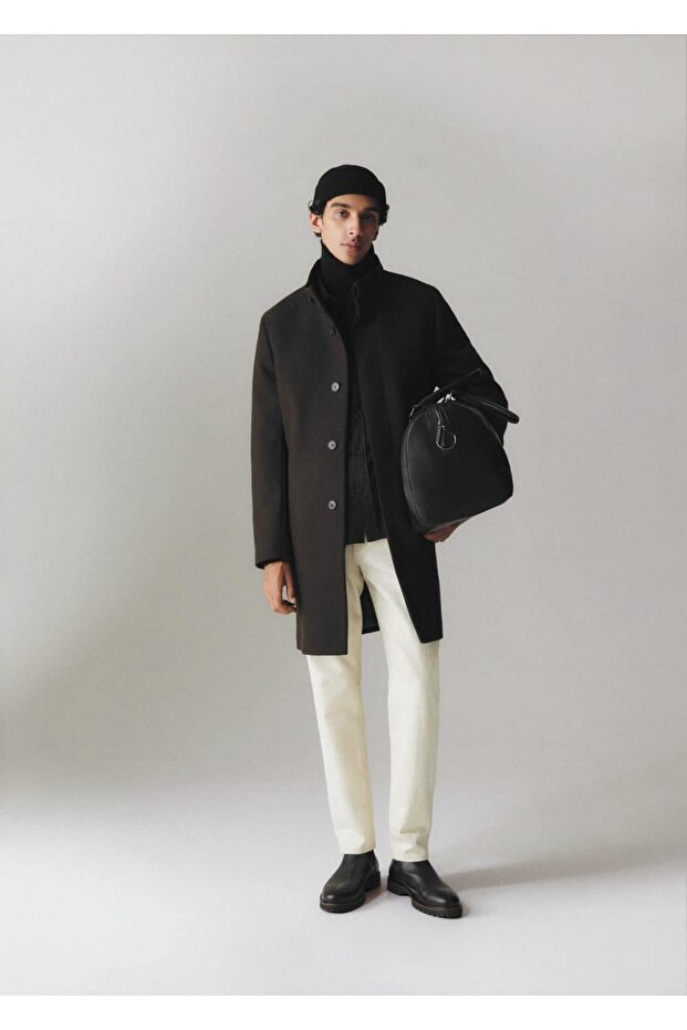 Dik yaka yün palto - 6