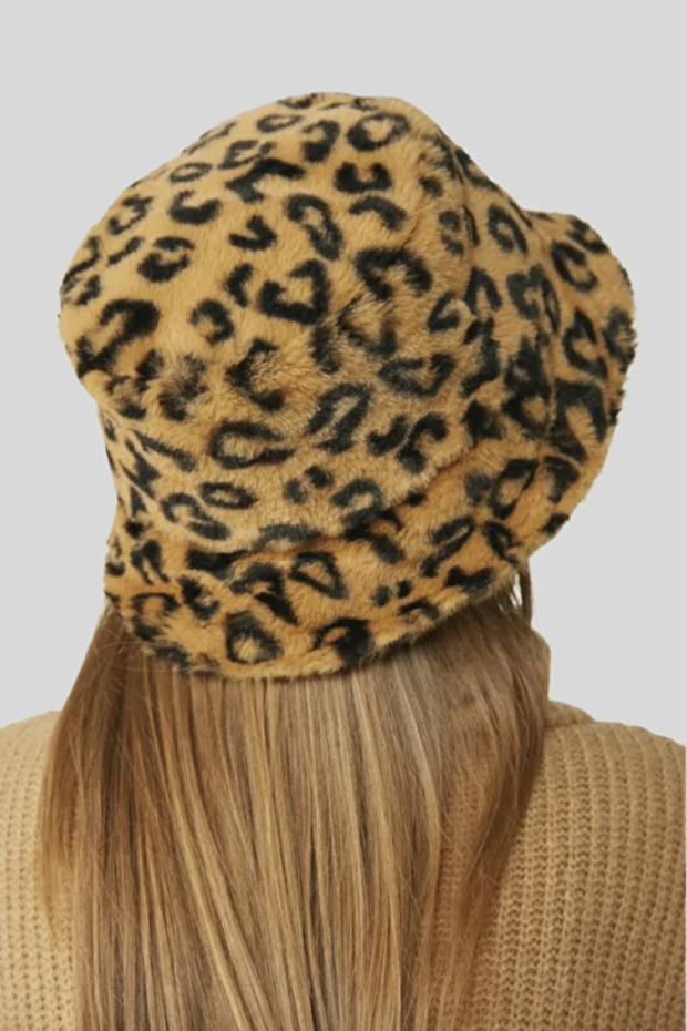 Leopard Patterned Plush Hat - 2