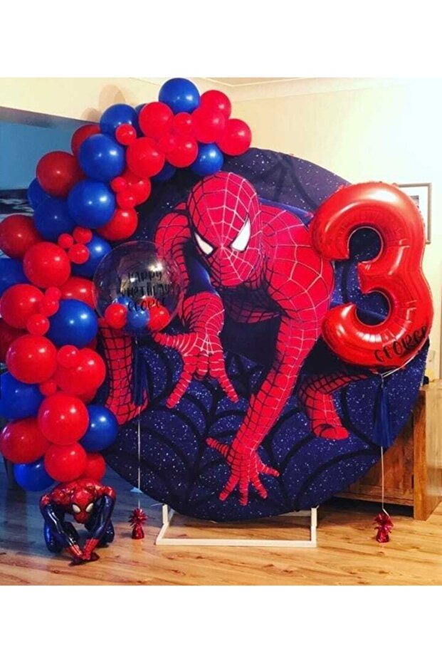 50 Pieces - Spiderman Themed - ( Spiderman ) - Metallic Navy Blue - Red Balloon Chain Set