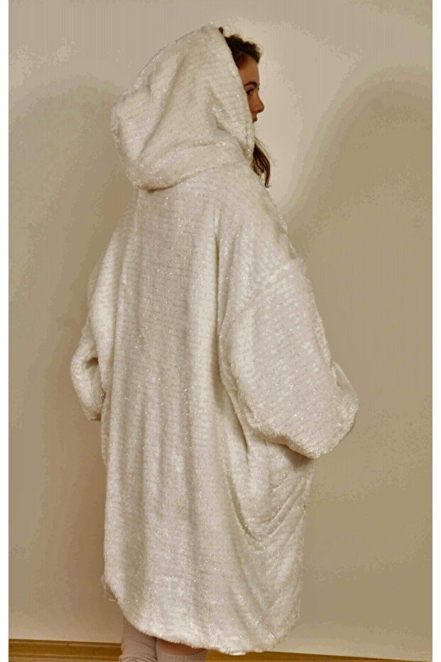 Kapüşonlu Oversize Peluş Sweatshirt - 3