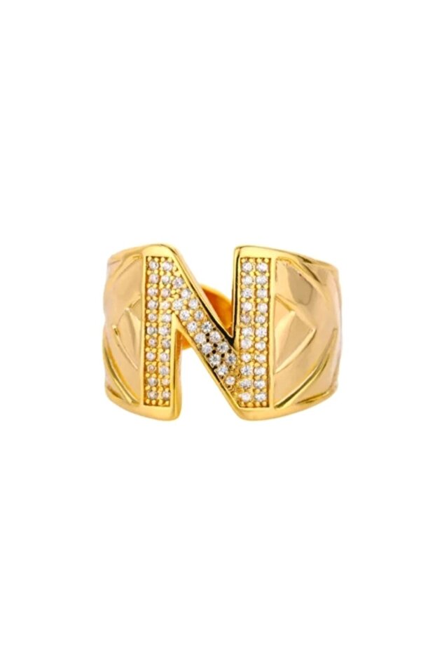 Women's Zircon Stone Special Design Steel Letter Ring