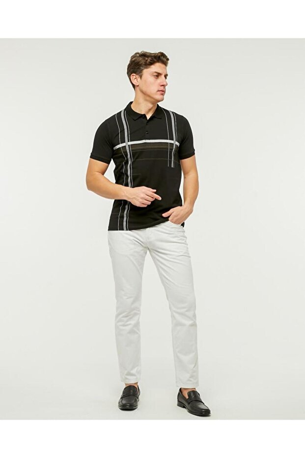 81 PRINT DETAIL POLO NECK T-SHIRT