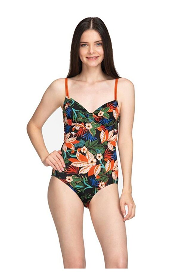 Kiremit Balenli Kadın Mayo - 1