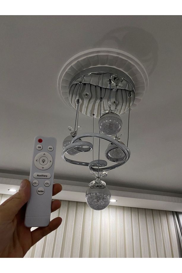 kumandalı 4 toplu kıvrak led avize modeli - 4