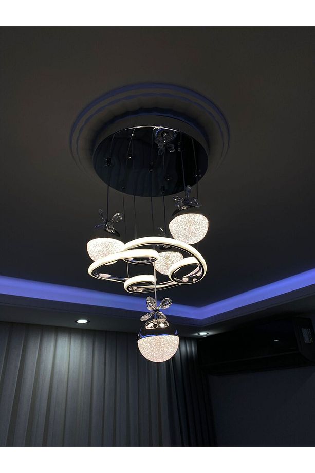 kumandalı 4 toplu kıvrak led avize modeli - 3