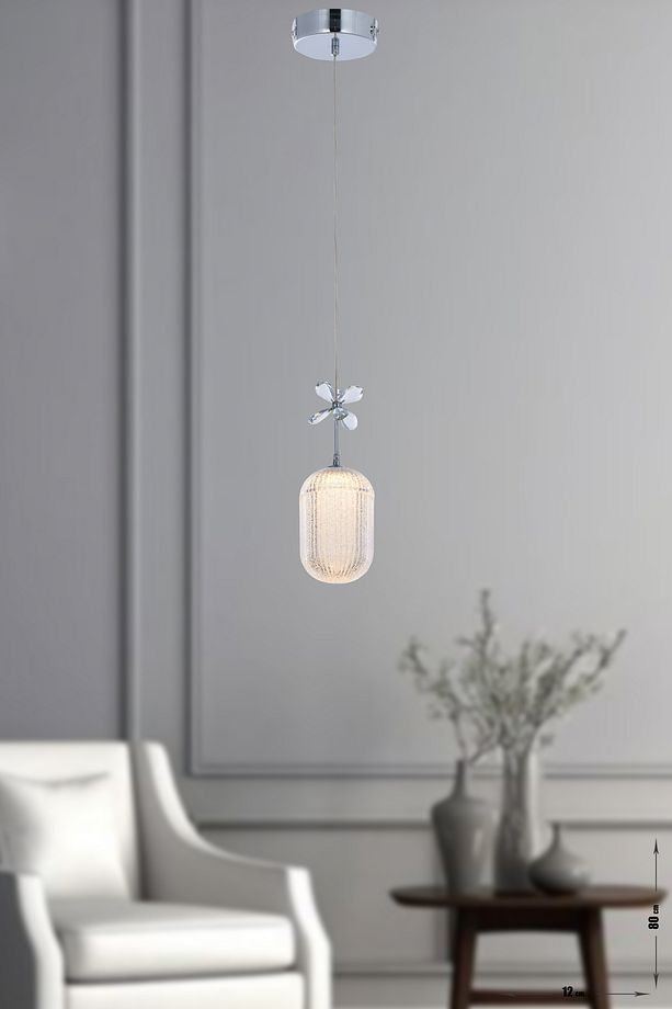 Motta Tekli Ledli Modern Lüks Sarkıt Avize (3 RENK LED; SARI - BEYAZ - GÜN İŞIĞI) - Krom - 3