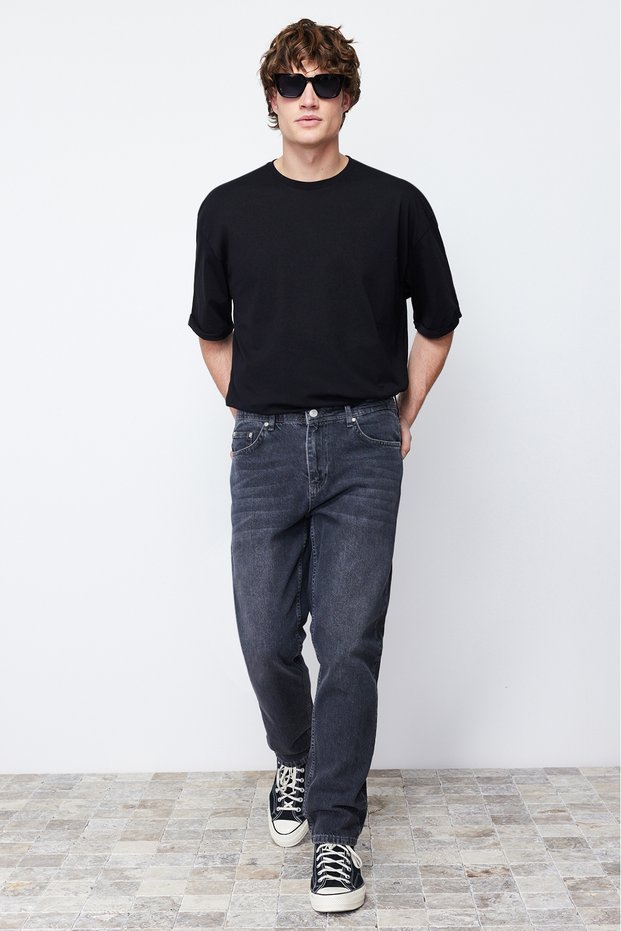 Anthracite Relax Fit Boyfriend Jeans Denim Trousers Tmnaw21Je0286