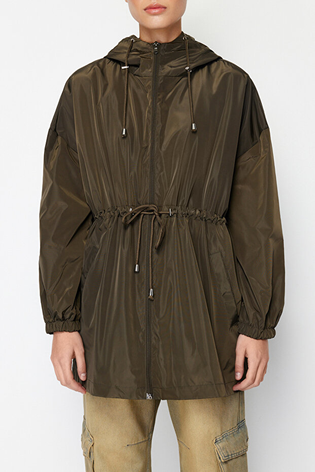 Khaki Oversize Kurtka Przeciwdeszczowa Z Kapturem VIBRATION TWOAW24MO00160 - 10