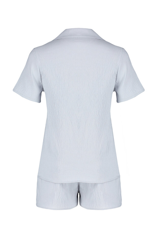 Gri Ayıcıklı Şortlu Dokuma Pijama Takımı THMSS24PT00065 - 8