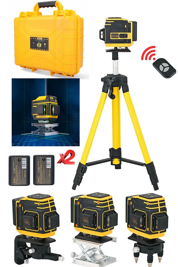 12 Köşe 360 Derece Yatay Dikey Çapraz Tripot Bağlantılı Kumandalı Ve Çantalı Lazer Metre Hizalama - 3