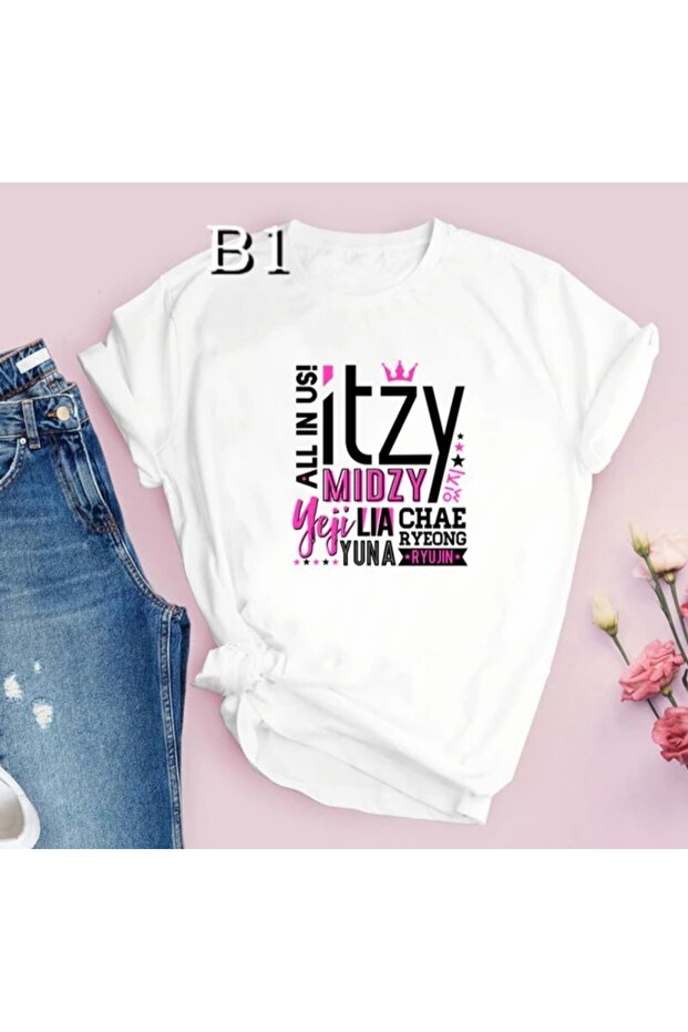 Crew Neck ITZY K-pop Printed Unisex Short Sleeve Kids T-shirt
