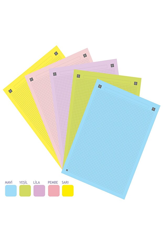 Optik Kareli Kağıt - Pastel Renkler, Imalatta Hamurundan Boyalıdır. 5 - 7