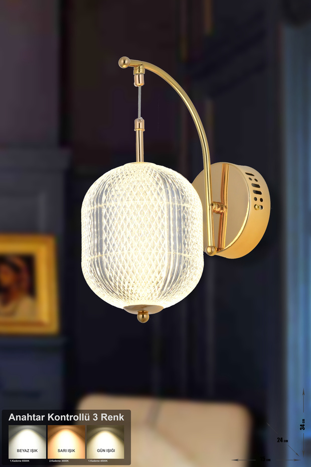 Modern Luxury Wall Sconce with Torino Power LED (3 COLORS; YELLOW-WHITE-DAYLIGHT) - Gold
