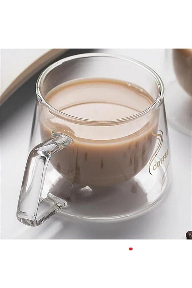 Yeni Tasarım Neskafe Espresso Fincanı, Çift Cidarlı Kulplu Cam Fincan 6 Adet 1836 - 8