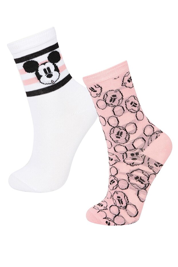 Girls Disney Mickey & Minnie 2-Piece Cotton Long Socks C1352a8ns