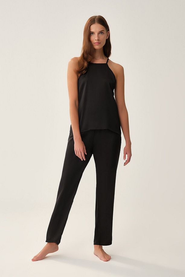 Siyah Camisole Pijama Üstü - 4