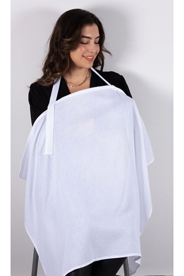 Nursing Cover 100% Cotton Muslin Fabric White Color